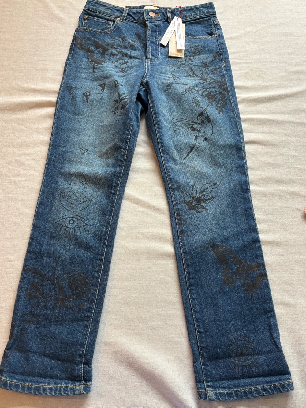 NWT Alice + Olivia AO LA High Rise Girlfriend Slim Cropped Jeans Size 27